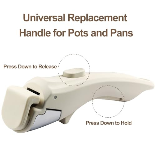 2pcs Removable Pot Handles, Cream Beige, 7.5" | Heat-Resistant, Detachable Replacement Handle, Universal Fits for All Cookware Pans & Pots - color: Cream Beige