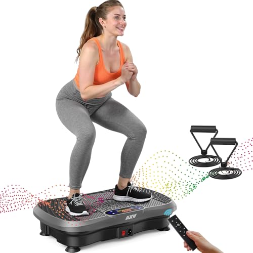 AXV Vibration Plate Fitness Platform Exercise Machine Vibrating Shaking Full Body Shaker Workout Vibrate Stand Shake Board Sport for Weight Loss Fat Burner for Gym Home Office - color: SLIM.GRAY