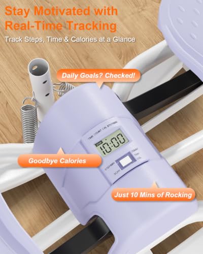 Rock Stepper for Exercise at Home, Rocking Stepper Side to Side | Rocker Stepper with Resistance Bands & Handlebar for Full Body Workout, Lateral Stepper Exercise Machine (Utility Patent) - color: Purple