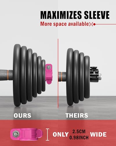 Mini Barbell Clips 1 inch I Multi-Size Adjustable Barbell Collar I 1 inch Barbell ClampsIQuick Release Weight Clips Pair of Locking for Dumbbell Bar - color: Rose