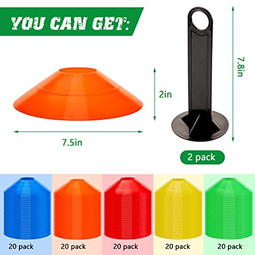 Lewtemi Soccer Disc Cones Sports Training Cones Plastic Multicolor Field Marker with 2 Holder for Football Basketball Lacrosse Tennis Practice Equipment - color: Mixcolor