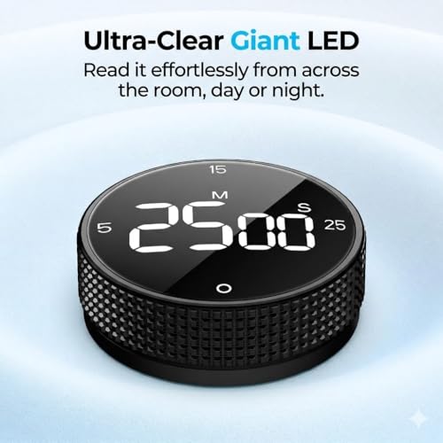 Rechargeable Magnetic Kitchen Timer for Cooking, Building 800mAh Battery Large Display Digital Countdown Countup Timer, 3 Preset 5/15/25 Mins Loud Alarm for Baking Grilling Studying - 2PCS - color: Black