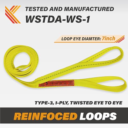 1-Ply Lifting Sling Straps 1”x 4ft - 1650lbs Vertical Capacity Heavy Duty Flat Eye Lift Sling, for Rigging Moving Towing Hoisting -1Pack - Kodiak Straps - color: 1 PACK, size: 1inch x 4ft