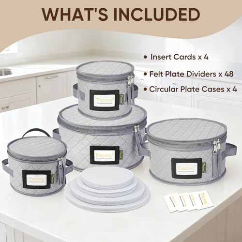 BALEINE China Storage Containers, Sturdy Quilted Wine Glass Storage, Plate Organizer with Carry Handles, Moving Boxes for Dishes, Cups, Mugs and Stemware (Plate Set, Soft Shell Grey) - color: Grey, style: Plate Set-Soft Shell