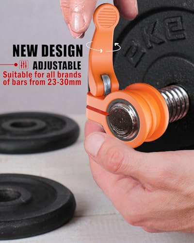 Mini Barbell Clips 1 inch I Multi-Size Adjustable Barbell Collar I 1 inch Barbell ClampsIQuick Release Weight Clips Pair of Locking for Dumbbell Bar - color: Orange