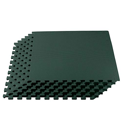 We Sell Mats 1/2 Inch Thickness Multipurpose EVA Foam Floor Tiles, Interlocking Floor Mat for Indoor Gym and Home Use, 24 in x 24 in, Hunter Green, 24 Square Feet (6 Tiles) - color: Hunter Green, style: 24 Square Feet (6 Tiles)
