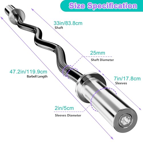 TUYOHW Barbell Set: 7ft Straight Bar & 4ft EZ Curl Bar, 700LB/400LB Capacity, Knurled Grip, Black/Silver Finish, Steel, Ideal for Home & Gym Use