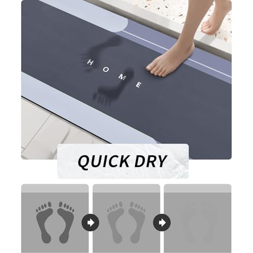 Housego Absorbent Bath Mat, Quick Dry Bath Rug, Non-Slip, 16.93x50, Blue | Absorbent Bath Mat Magic Rug; Quick Drying Magic Bath Mat Non-Slip Floor Rug Rubber Backed for Bathroom Kitchen Shower Sink - color: Blue, size: 1'5" x 4'2" (Rectangular)