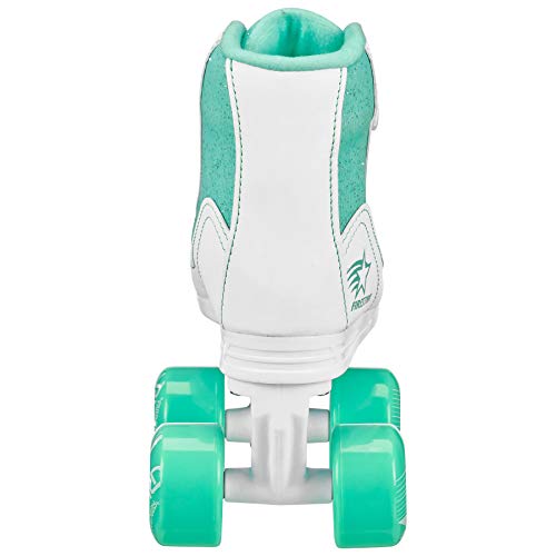 Roller Derby Firestar Youth Skates for Girls, Boys, Beginners, Kids - color: White/Mint, size: 1