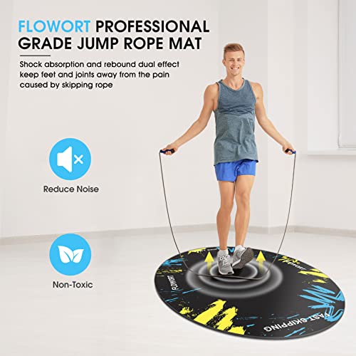 Cheete Jump Rope Mat Large Rubber Exercise Mat Indoor Outdoor Shock Absorbing Mat Non-Slip Oval Design for Floor & Rope Protection, Workout Mats for Home Gym Flooring - color: Blue