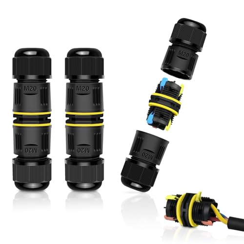 Junction Box Outdoor Waterproof Electrical Cable Connector,NineLeaf 3PK 3-PIN M20 Extension Electrical Cable Protector for Cable Diameter Ø5-12mm,for Outdoor Road Landscape Lights,External Cord Boxes - size: 3PK, style: Press Type