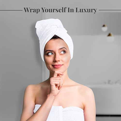 Tens Towels Pack of 8 Towels Set, 2 Extra Large Bath, 2 Hand, 4 Washcloths, 100% Cotton, Lighter Weight, Quicker to Dry, Super Absorbent, Perfect for Bathroom, White - color: White