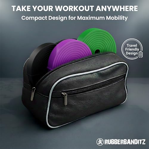 Rubberbanditz Combo Pull Up Assist Bands | Heavy Duty Resistance Exercise Bands for Powerlifting, Mobility, and Stretching | Resistance Bands for Working Out - color: Black, Purple, and Green, size: Pack of 3