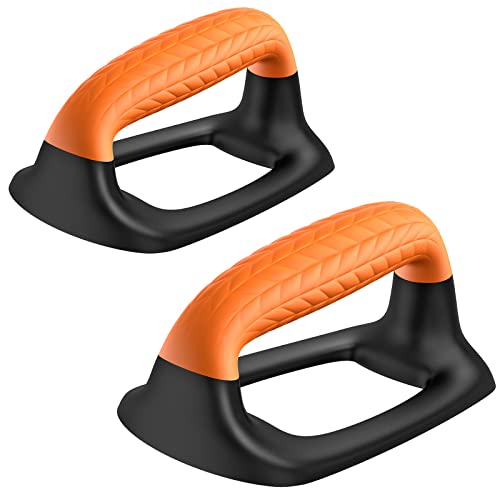 SELEWARE Push Up Bars Pushup Stands Handstand Bars, Soft Rubber Handle Provide Comfy Grip, Fit for Calisthenics, Fitness, Floor strength training, Stable and Sturdy Construction Support 500 lbs - color: B: Black & Orange