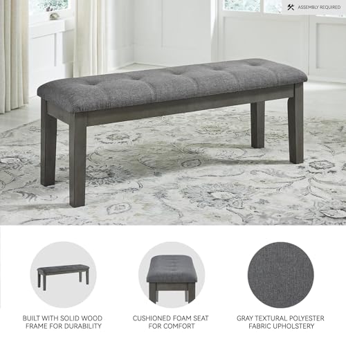 Signature Design by Ashley Hallanden Rustic Tufted Upholstered Dining Room Bench, Gray - color: Grey, style: Bench