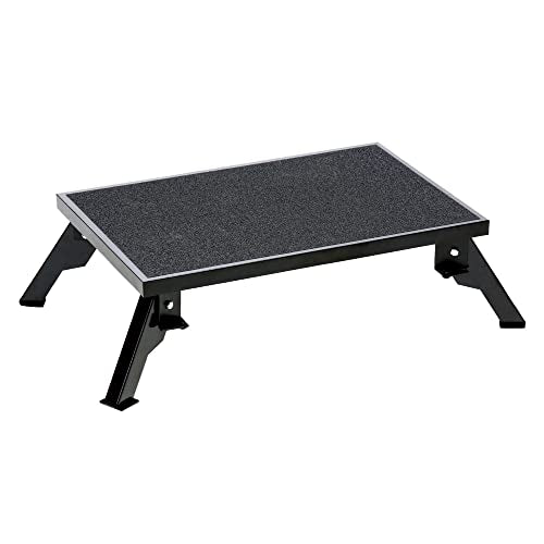 Stromberg Carlson 24″ x 16″ Adjustable RV Platform Step, Heavy-Duty Rust-Resistant Steel, Portable Step Stool for Campers, 4″ and 8″ Height, 300 lbs Capacity, Non-Skid Surface & Folding Legs | Folding legs adjust 4 in or 8 in height, rust-resistant powder