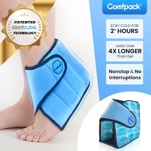 Comfpack Ankle Ice Pack Wrap, 2 Hours Long Lasting Cold Therapy for Swelling, Sprained Ankle, Achilles Tendonitis, Plantar Fasciitis Relief, Heel Pain, Reusable Ice Wrap for Surgery Recovery - style: Ankle Ice Pack Wrap
