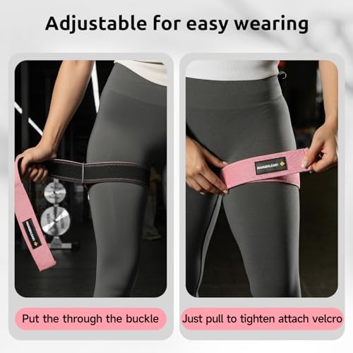 MANUEKLEAR Non-Slip Blood Flow Restriction Bands for Thighs, BFR Booty Bands for Women Glutes Leg, Adjustable Occlusion Thigh Bands for Workout Leg & Hip - color: Pink