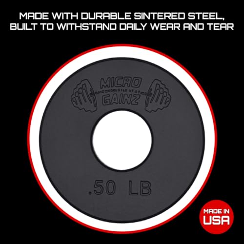 Micro Gainz Standard 1-Inch Center Hole Fractional Weight Plates Set of 2 Plates, Choose Set (.25LB-1.25LB), Designed for Standard 1-inch Barbells & Dumbbells, Made In USA - color: .50lb Black