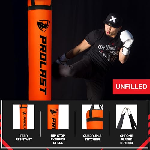 Heavy Punching Kicking Bag for Adults, Boxing, MMA, Martial Arts, Muay Thai, Strength Training Equipment, Filled/Unfilled, 6ft, 150 lbs, Special Edition Logo - color: Orange / Black, size: Unfilled