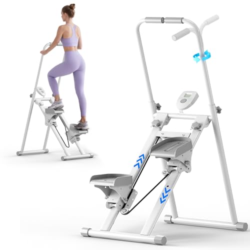 ZCMHAXJ Foldable Stair Stepper for Home, Adjustable Stair Climber with 4 Heights & 3 Angles, Compact Folding Vertical Stair Master for Exercise at Home for Full-Body Workout - color: White