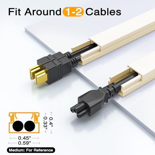 Delamu 157in Cord Covers for Wires on Wall, Cord Hider for 1 Cord, Paintable Cable Hider, Cable Management Wire Covers for Cords, L15.7 W0.55 H0.4in, Beige - color: Beige, size: 157in L x 0.55in W x 0.4in H