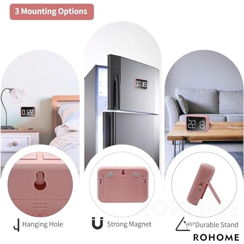 Digital Large Display Visual Timer Stopwatch for Kitchen Teacher School Classroom Cooking, Night Light Magnetic Bathroom Makeup Mirror LED Stop Clock Timer, 99 Minutes Countdown, Loud/Silent (Pink) - color: Pink