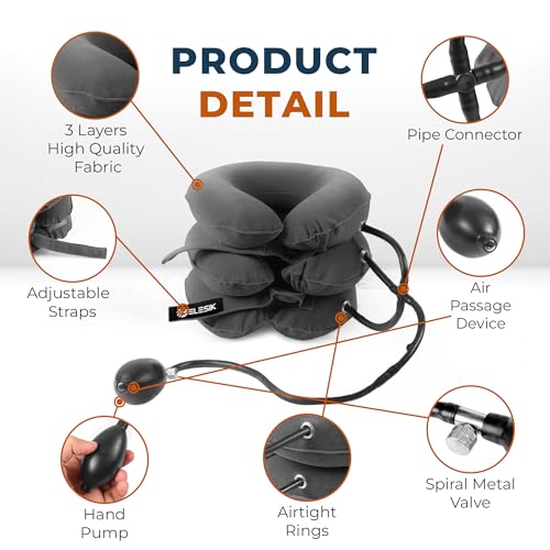 Cervical Neck Stretcher and Cervical Traction Device, Inflatable Neck Traction Device for Home Use, Decompression Devices and Support Brace for Pinched Nerve Relief, Extender Pillow and Hammock