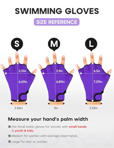 FitsT4 Sports Aqua Gloves Webbed Paddle Swim Gloves Fitness Water Aerobics - color: Purple, size: Medium
