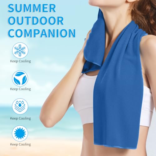 Puomue 5 Pack Cooling Towels, 40 Inches X 12 Inches, Breathable Soft Chilly Microfiber Towel for Yoga, Sport, Running, Workout, Gym, Camping and Fitness, Dark Blue - color: Dark Blue