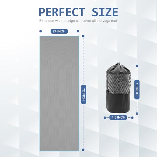 Eunzel 2 Pack Hot Yoga Towel with Grip Dot, Non Slip Yoga Mat Towe Sweat Absorbent Towel for Hot Yoga,Bikram, Pilates and Fitness 72" x 24", Grey - color: Grey