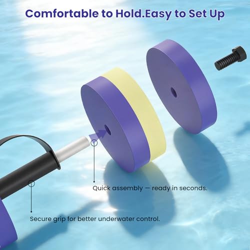 Sportneer Adjustable Resistance Water Weights: Pool Exercise Dumbbell Set of 2 EVA Foam Pool Weights with Handle Strip Aquatic Exercise Equipment for Water Aerobics - color: Striped Purple