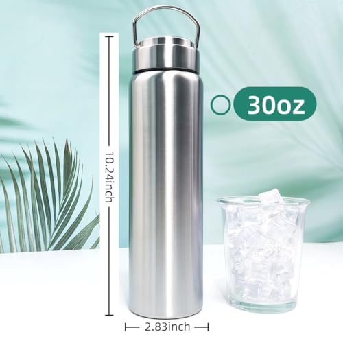 CDJ 32 OZ Uninsulated Single Wall Stainless Steel Water Bottle, Reusable Metal Water Bottle for Sports, Leakproof and Durable, Perfect for Hiking, Gym, Picnics, and Outdoor Activities - size: 30 Ounces