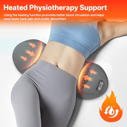 Triple Fusion Back Massager with Heat, Vibration & Air Traction, 3-in-1 Electric Lumbar Support Pillow for Lower Back Pain Relief, Spinal Decompression Device for Bed, Office Chair, Couch and Recliner - color: Gray