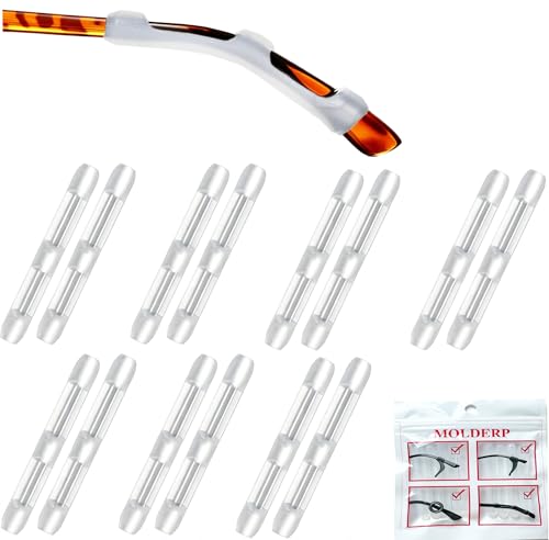 MOLDERP Eyeglass Ear Cushions, 7 Pairs Soft Silicone Anti Slip Glasses Ear Grip Temple Tips Comfort Ear Hook Pads, Non-Slip Flexible Eyewear Holder for Sports Running Daily Outdoor Wear (Clear 2, all) - color: Clear 2