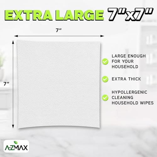 A-Z Max Multi Purpose Cleaning Wipes, Multi Surface Home Cleaner Wipes for Home, 7 x 7 Inch Thick Durable Streak Free Cloths, 156 Count - size: 1 Count (Pack of 156)