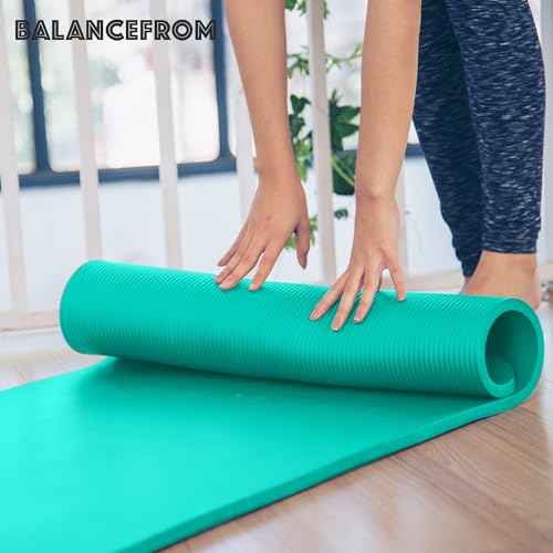 BalanceFrom Yoga Mat, 1-Inch Extra Thick High Density Exercise Mat, Anti-Tear Exercise Yoga Mat with Carrying Strap, Suitable for Various Yoga Exercises, Multiple Colors - color: Green