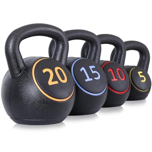Nouva Kettlebell Sets, Strength Training Kettlebells Wide Grip Kettlebell Exercise Fitness Weight Set for Home Gym Weightlifting, Strength & Core Training - style: 5 - 20lb