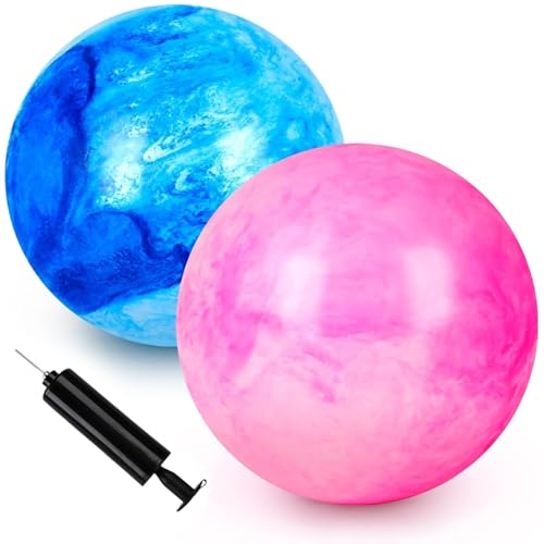 AMOR PRESENT 2 PCS Inflatable Playground Balls, 8.7 Inch | Rubber Bouncy Balls, Pool Toys for Kids, Classroom Prizes, Beach Party Favors, Goodie Bags Stuffers