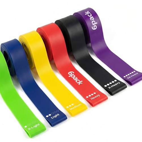 6 Wide Resistance Bands for Legs and Glutes – Non-Slip Synthetic Rubber Exercise Bands – Fabric-Free for Squats, Kickbacks, and Strength Training