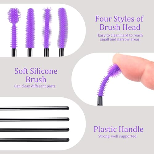 FJW Machine Cleaning Brushes, Reusable Silicone Dense Bristles Clean Brush for Sewing Machine Internal and Spool Area, The Every Nook and Cranny Sewing Machine Cleaning Tools 20 PCS Purple - color: Purple