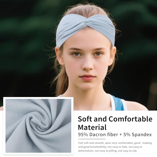 12 Pcs Stretchy Headbands for Women, Absorbed Sport Headband Soft Twist Knotted Hairbands for Daily Life Yoga Workout (Neutral Color 1) - color: Neutral color 1