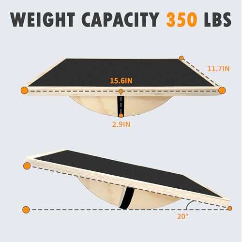 Balance Board Professional Wobble Board for Adults Anti-Slip for Physical Therapy Standing Desk Core Strength Wooden Rocker Board(350LBS) - size: 360° Balance Board