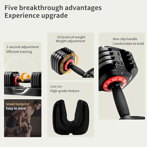 Shaking Weight Adjustable Dumbbell Set 22-66 lbs, 5LB Pink & 25LB Black for Men & Women, Home Gym Equipment, Full Body Workout, Arm Training, Non-slip Noiseless Dumbbells - color: black, size: 25lb-pair