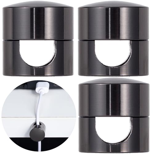 SmallCat 3 Sets Charger Holders for Cords, Black Cord Holder for Nightstand | Adjustable Metal Cable Anchor Clips, Adhesive Cable Management Wire Organizers for Desk, Office, Nightstand - color: Black, size: 3 Sets