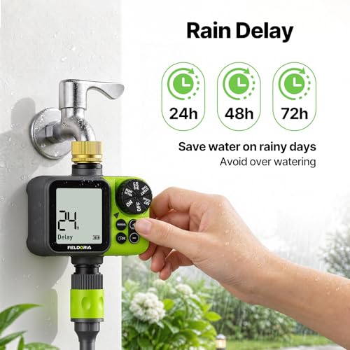 Sprinkler Timer, Brass Inlet Programmable Watering Timer for Garden Hose Fits 3/4” US Faucet, Outdoor Soaker Hose Timer w/Rain Delay/Manual/Automatic Watering, Drip Irrigation for Lawn Yard - color: Light Green