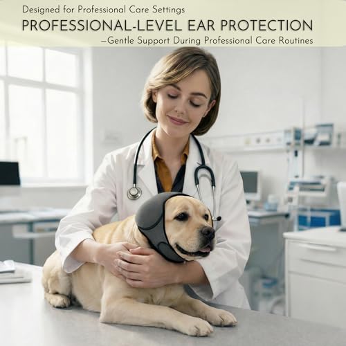 No-Shake Ear Wraps for Dogs: Breathable Bonnet to Stop Shaking & Aid Aural Hematoma Recovery - Post-Surgery Bleeding Protection for Golden Lab & Shepherd Large Breed - size: Large