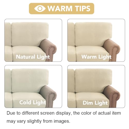 H.VERSAILTEX Multi-Pieces Couch Covers for 3 Cushion Sofa High Stretch Couch Cushion Covers Jacquard Textured Twill Fabric(3 Seat Covers Plus 3 Back Cushion Covers, Natural) - color: Natural, size: 3 SEAT COVERS + 3 BACK COVERS