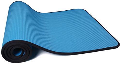 Fitvids All-Purpose 2/5-Inch (10mm) Extra Thick High Density Anti-Slip Exercise Pilates Yoga Mat with Carrying Strap, Multiple Colors - color: Blue