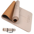 YOGATI® Yoga Mat with Strap with Alignment Lines. Home Workout Mat for Women, Men and Kids. Thick Non Slip Yoga Mat for Pilates and Fitness. Brown, Pink and Purple Yoga Mats - color: Brown